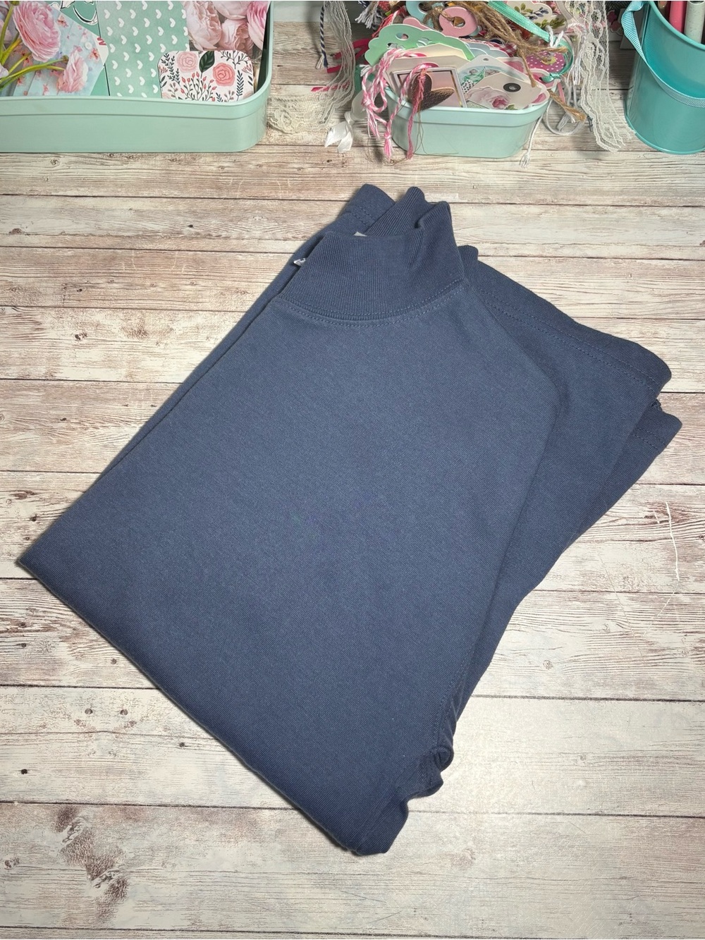 Vintage Westport Ltd. Blue Mock Neck Short Sleeve T-Shirt Top Womens Sz. Medium - Picture 7 of 7